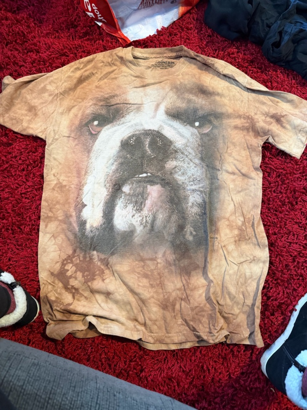 The Mountain Brown Bulldog Face Dog T-Shirt